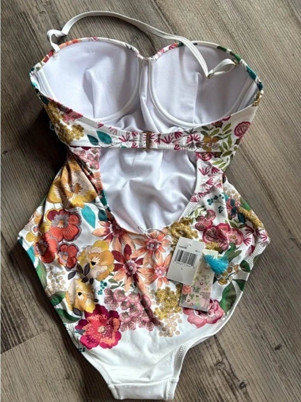 JOHNNY WAS MILLO  TWIST BRA One-Piece in White with Multicolor Blooms